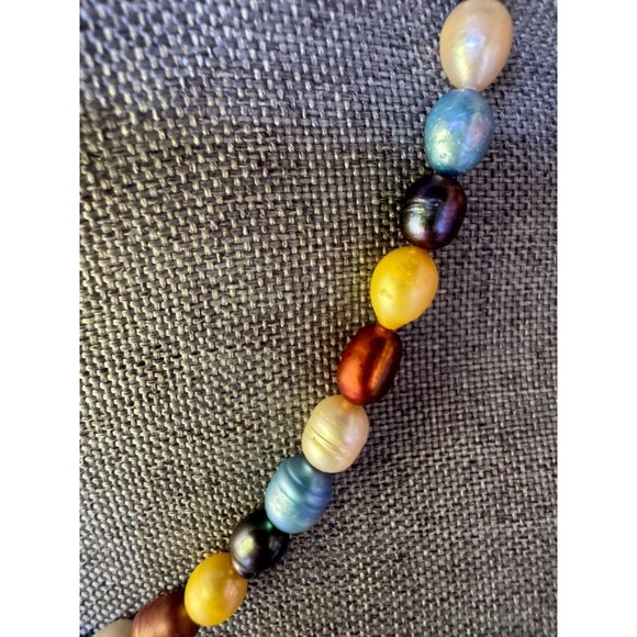 Multicolor Freshwater Pearl Necklace Sterling Silver - Picture 4 of 7